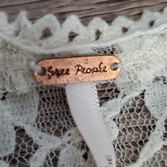 Free People Cream/Yellow Lace Embroidered Top, Size Medium - Picture 7 of 12